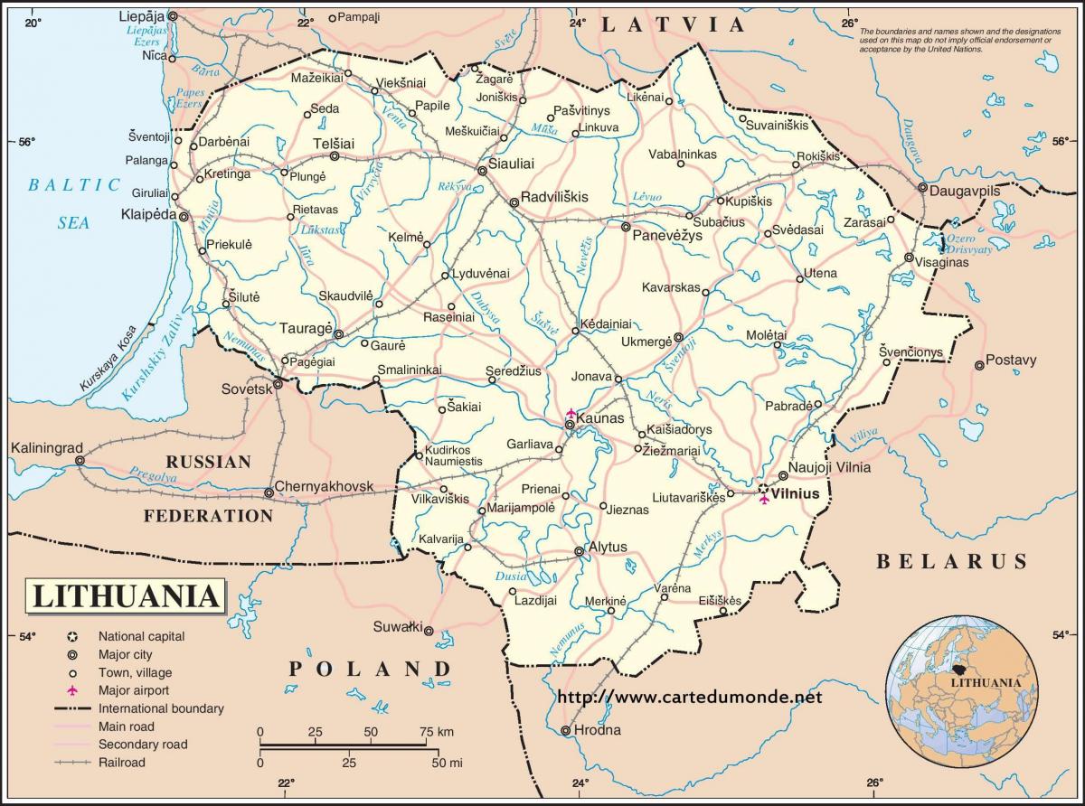 Mapa ng Lithuania bansa