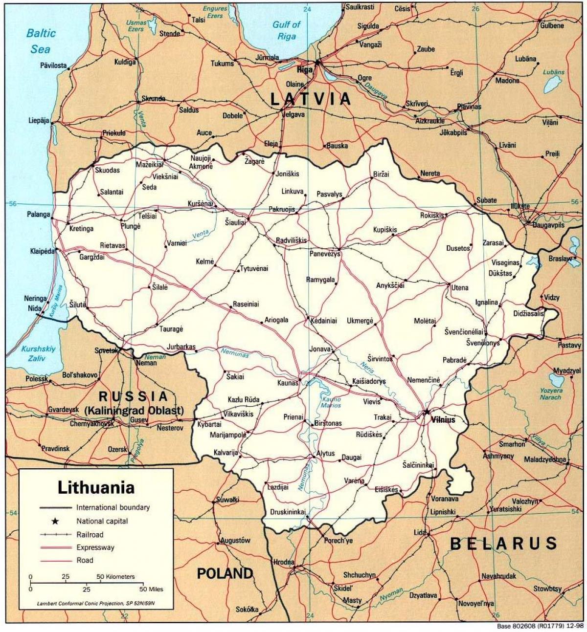 mapa na nagpapakita ng Lithuania