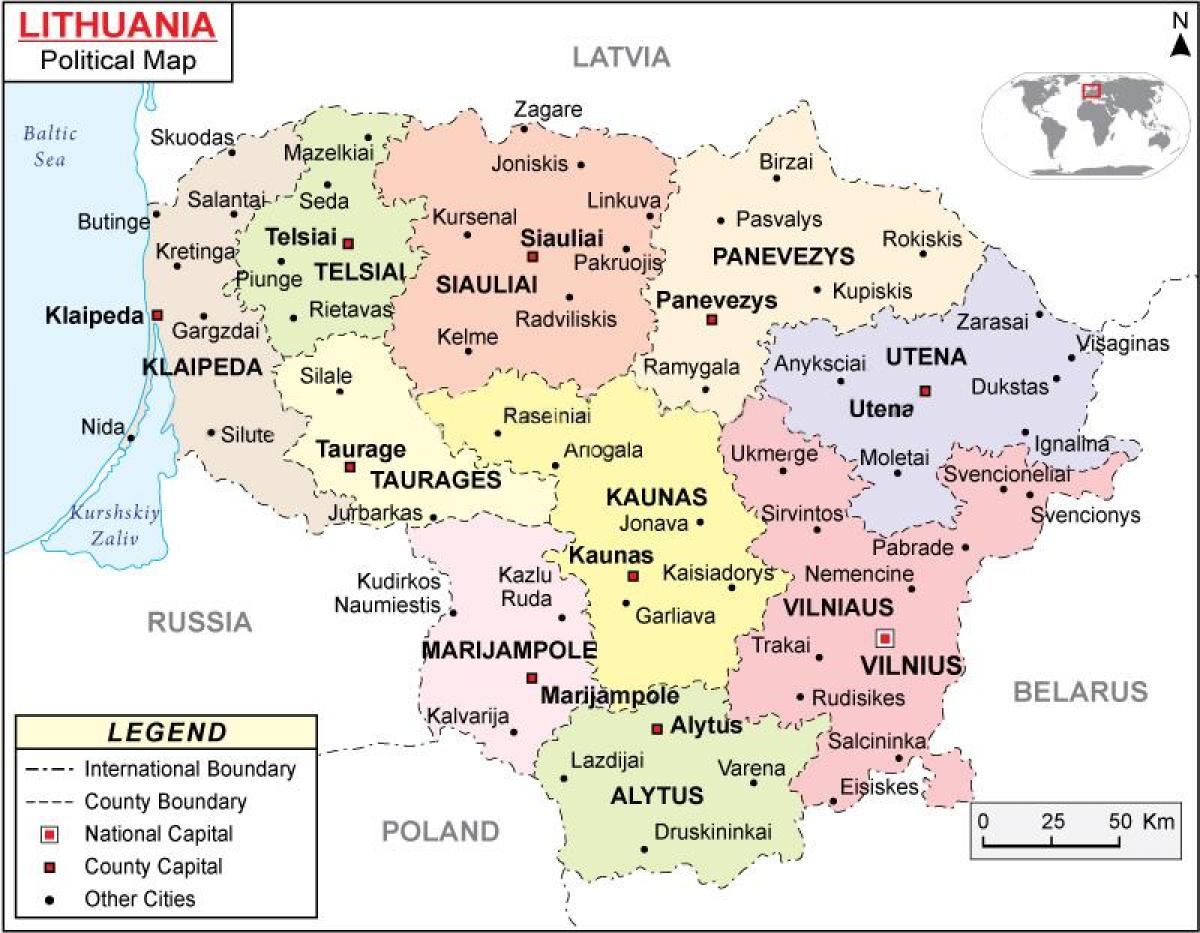 Mapa ng Lithuania pampulitika