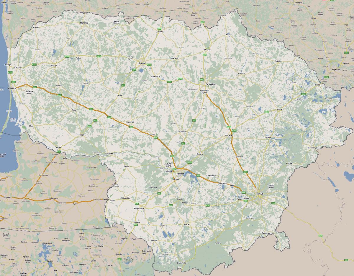 Mapa ng Lithuania turista 