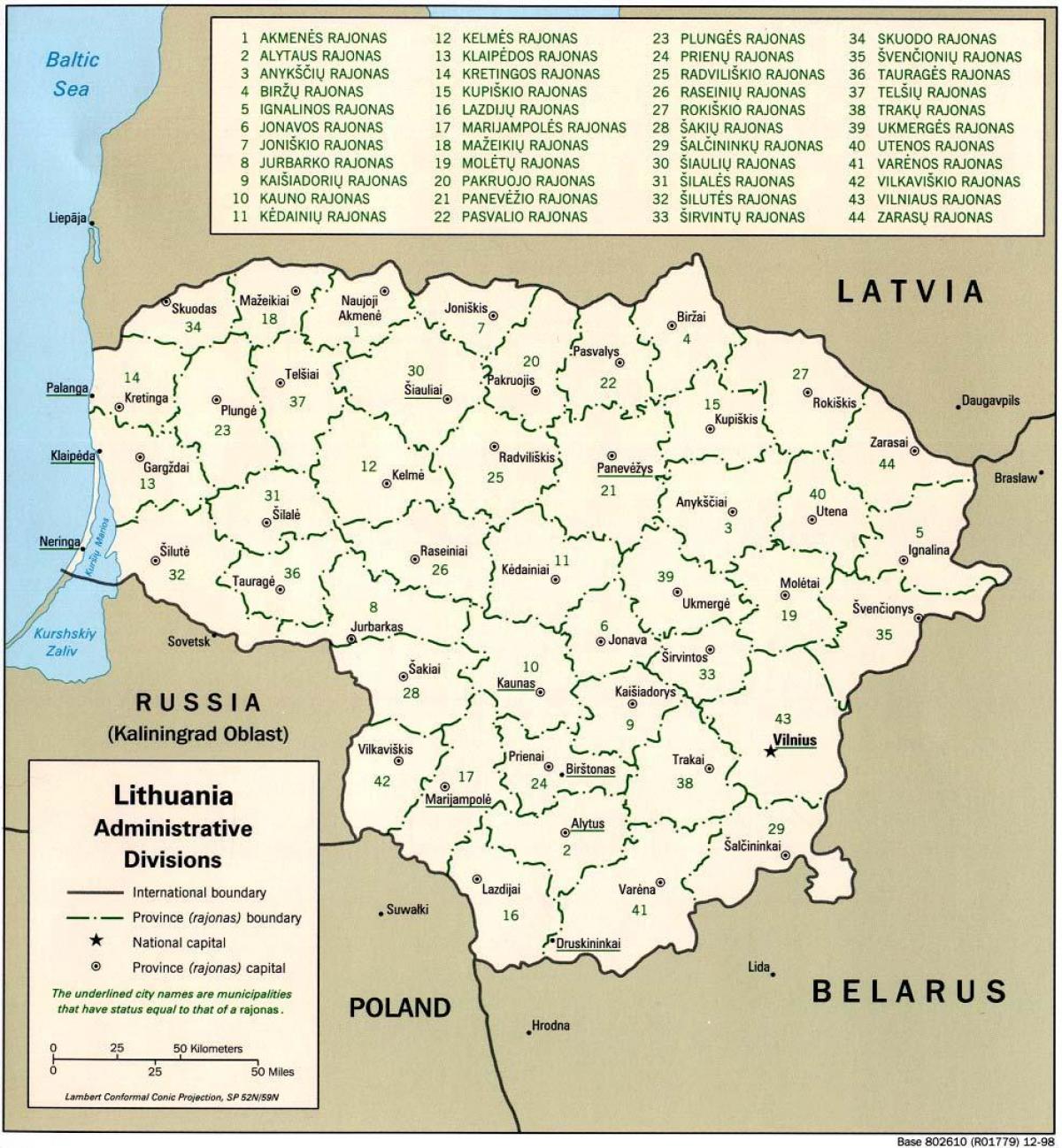 Mapa ng mapa sa mga lungsod sa Lithuania