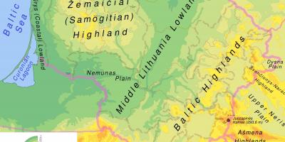 Mapa ng Lithuania pisikal na
